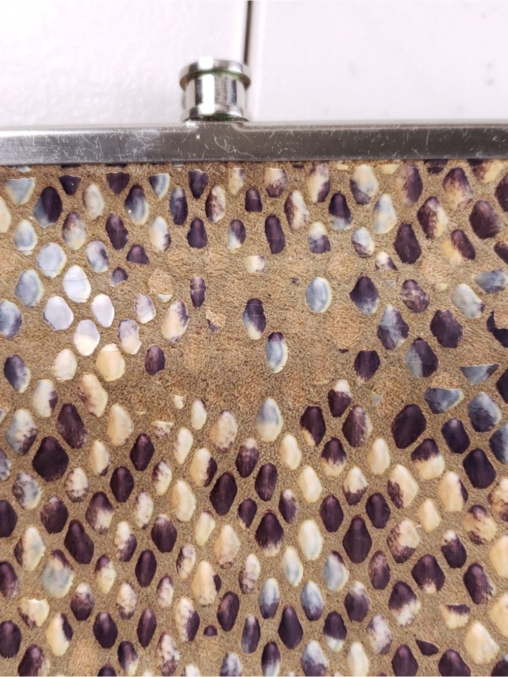 HOBO Tan and Purple Snakeskin-Pattern Clutch Wallet - Picture 2 of 13